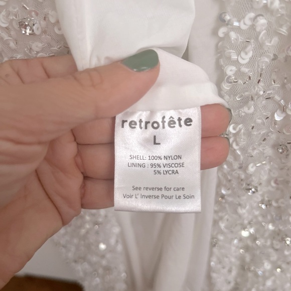 Retrofete Olivia Hand Beaded Sequin Halter Open Back Gown White NEW with tags - Picture 13 of 16